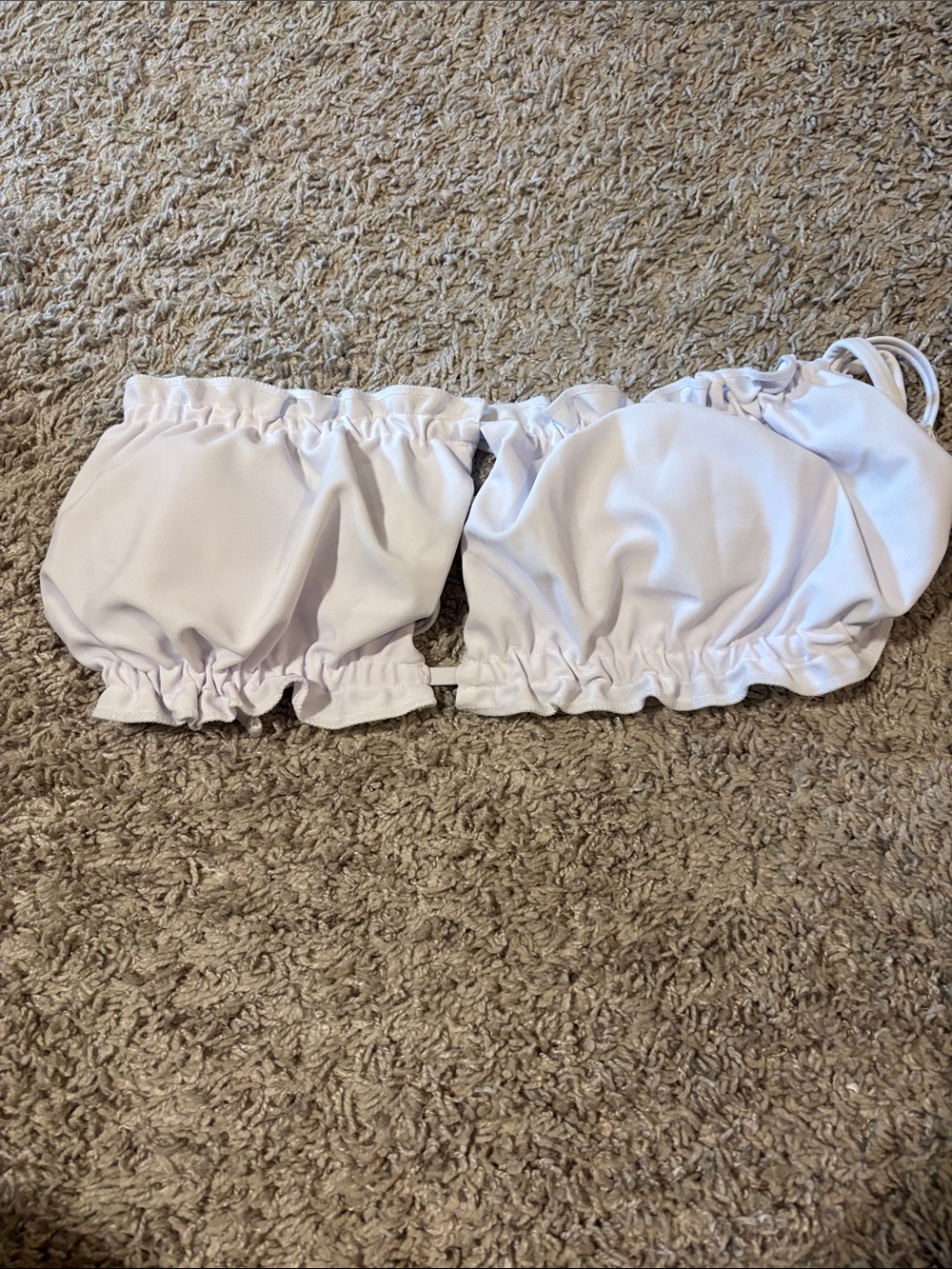 White Ruffled Bandeau Bikini Top
